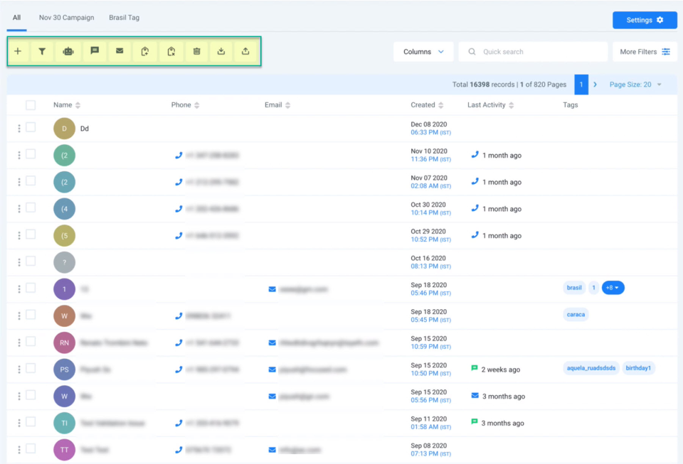 screenshot of EzyTise CRM
